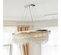 Maytoni pendant light Toils, gold-coloured, crystals, 7 x E14