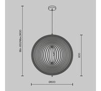 Maytoni Roots pendant light, spherical shape, Ø 60 cm, wood/black