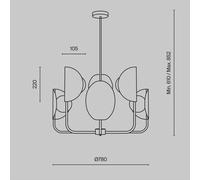 Maytoni Tropic ceiling light, brass, 6-bulb, width 78 cm