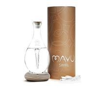 MAYU Swirl Structured Water Carafe - Innovative Vortex Technology Handblown Pitcher. Post Reverse Osmosis Filter Aerating Water Dispenser Stand 1.5 Liter| 51 Oz Dining Glass Jug Design (Earth Base)