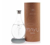 MAYU Swirl Structured Water Carafe - Innovative Vortex Technology Handblown Pitcher. Post Reverse Osmosis Filter Aerating Water Dispenser Stand 1.5 Liter| 51 Oz Dining Glass Jug Design (Dolomite Base)