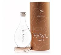 MAYU Swirl Structured Water Carafe - Innovative Vortex Technology Handblown Pitcher. Post Reverse Osmosis Filter Aerating Water Dispenser Stand 1.5 Liter| 51 Oz Dining Glass Jug Design (Earth Base)