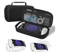 Mayue Accessories for PlayStation5 Portal, Carry Case with Hard PC Clear Protective Cover and Tempered Glass Screen Protector, Portable Hard Shell Travel Handbag for PS Portal Remote Player