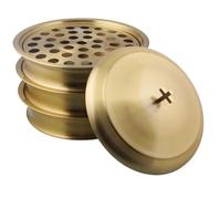 Mayur Exports Communion Cup Tray with Cover Stackable Stainless Steel Tray 3 Holy Wine Serving Trays| Communion Tray Set for Church | Communion Supplies for Church - Gold Finish