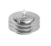 Mayur Exports Communion Ware 3 Holy Stacking Bread Plates With A Lid - Stainless Steel (Mirror/Silver)