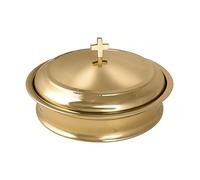 Mayur Exports Communion Ware Church Set | Holy Stackable 1 Communion Tray with a Cover for Churches | Stainless Steel Tray with 40 holes disk - Shiny (Gold) Finish