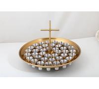 Mayur Exports Communion Ware | Plus Communion Tray with 39-Hole Disk | Communion Supplies | Portable Stainless Steel Tray for Churches - Satin (Matte) Gold Finish