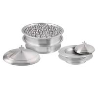 Mayur Exports Communion Ware Set -2 Holy Wine Serving Trays with A Lid & 2 Stacking Bread Plates with A Lid + 80 Cups - Stainless Steel, Communion Supplies for Church - Silver Finish