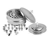 Mayur Exports Holy Communion Ware Church Set - 2 Stackable Stainless Steel Communion Trays with Covers, 2 Bread Plates & 80 Cups - Shiny Mirror Finish, Ideal for Churches