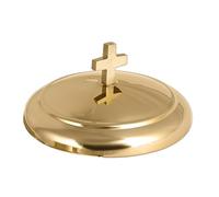 Mayur Exports Premium Holy Communion Bread Plate Cover, Stainless Steel Silver Matte Finish - Church Communion Supplies & Religious Accessories (Brass Mirror)