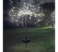Mayyou 120 LED Solar Powered Firework Starburst Garden Outdoor Stake Light (White,1Pc)