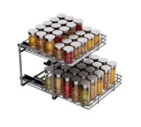 MAYZOLOP Pull Out Spice Rack, 2-Tier Spice Rack with Adjustable Height, Spice Rack for Inside Cupboard, Metal Kitchen Cupboard Organiser,Storage Rack for Inside Cupboard, 11.2in W x 10.6in L x 9.3in H