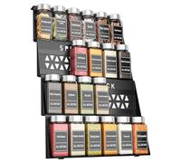 MAYZOLOP Spice Drawer Organiser Insert - Holds 24 Jars - Black Metal Spice Rack for Inside Drawer - Kitchen Storage Accessories (32.3x12.3x6.7cm)