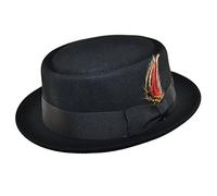 MAZ Crushable Wool Felt Round Pork Pie Hat (X-Large, Black)