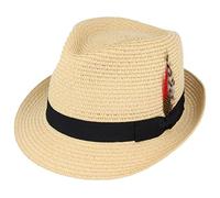 Maz Paper Straw Crushable Summer Beach Trilby Hat with Band and Adjustable Sweatband (Beige, Medium(57cm))