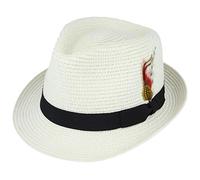 Maz Paper Straw Crushable Summer Beach Trilby Hat with Band and Adjustable Sweatband (Cream, Large(59cm))