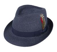 Maz Paper Straw Crushable Summer Beach Trilby Hat with Band and Adjustable Sweatband (Navy, Small(55cm))