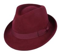 Maz Store 100% Wool Felt Trilby Hat | Men's & Women's Short Brim Fedora, Water-Resistant & Crushable, Premium Handmade Winter Hat with Grosgrain Band (UK, Alpha, L, Fitted, Maroon)