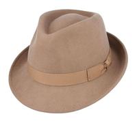 Maz Store 100% Wool Felt Trilby Hat | Men's & Women's Short Brim Fedora, Water-Resistant & Crushable, Premium Handmade Winter Hat with Grosgrain Band (UK, Alpha, L, Fitted, Camel)