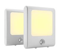 MAZ-TEK Plug Sensor with Adjustable Brightness,Warm White Motion Activated Led Night Light for Hallway Stair, Corridor, Kitchen, Living, Garage, Basement, Utility Room,2 Pack
