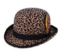 MAZ Unisex Hard Top Wool Bowler Hat With Feather Satin Lined Sizes S to XL