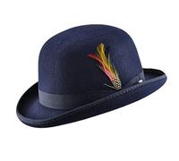 MAZ Unisex Hard Top Wool Bowler Hat With Feather Satin Lined Sizes S to XL