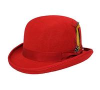 MAZ Unisex Hard Top Wool Bowler Hat With Feather Satin Lined Sizes S to XL