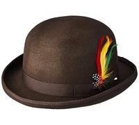 MAZ Unisex Hard Top Wool Bowler Hat With Feather Satin Lined Sizes S to XL