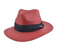 MAZ Unisex Paper Straw Crushable Foldable Summer Panama Fedora Hat with Band and Adjustable Sweatband (Large(59cm), Wine)