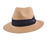 MAZ Unisex Paper Straw Crushable Foldable Summer Panama Fedora Hat with Band and Adjustable Sweatband (Small(55cm), Brown)