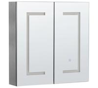 Beliani Bathroom Wall Mounted Mirror Cabinet Led Mazarredo 60 Cm 60 Cm Black