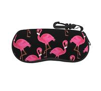 MAZBIT Lovely Pink Flamingos Soft Printed Glasses Case, Neoprene Lightweight Portable Sunglasses Case, Zipper Closure