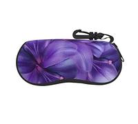 MAZBIT Purple Lily Flowers Soft Printed Glasses Case, Neoprene Lightweight Portable Sunglasses Case, Zipper Closure