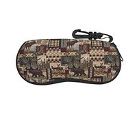 MAZBIT Rustic Lodge Bear Soft Printed Glasses Case, Neoprene Lightweight Portable Sunglasses Case, Zipper Closure