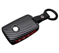 Mazda Key Fob Cover Case - Fit for 2019-2021 Mazda 3, 6 & CX Series; Carbon Fiber Pattern (Red)