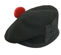 Maze 100% Pure Wool Balmoral Bonnet Hat Scottish Piper Black Size 58cm UK 7 1/4 US 7 3/8