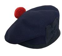 Maze 100% Pure Wool Balmoral Bonnet Hat Scottish Piper Green or Blue (55cm UK 6.7/8 US 7, Navy Blue)