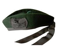 Maze 100% Pure Wool Glengarry Bonnet Hat Scottish Piper - (56cm UK 7 US 7.1/8, Dark Green)