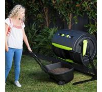 Maze 245 Litre Compost Tumbler & Cart Bundle - Rotating Compost Bin For Garden Waste