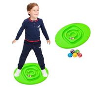 Maze Balance Board for Kids, Sensory Wobble Board with 5 Balls, Plastic Rocker Seesaw for Balancing Exercise, Wobble Trainer for Autism Kids Physical Therapy, Core Therapy & Skate Prep,Green