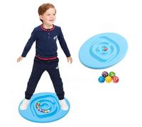 Maze Balance Board for Kids, Sensory Wobble Board with 5 Balls, Plastic Rocker Seesaw for Balancing Exercise, Wobble Trainer for Autism Kids Physical Therapy, Core Therapy & Skate Prep,Blue