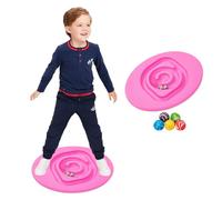 Maze Balance Board for Kids, Sensory Wobble Board with 5 Balls, Plastic Rocker Seesaw for Balancing Exercise, Wobble Trainer for Autism Kids Physical Therapy, Core Therapy & Skate Prep,Pink