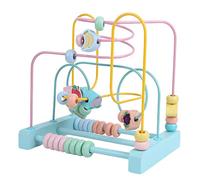 Maze Circles Around Beads Interactive Educational Toy for Early Learning Children 22.5 X 15 X 22cm Wood (Macaron three-thread bead wrapping)