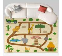 Maze Game Children Cute Animals Kids Labyrinth Puzzle Maze Activity Rug 5x7 Rug Area Rugs for Living Room Bedroom Aesthetic Dining Room Machine Washable Throw Rugs Carpet Indoor Non-Slip Floor Mat