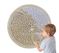 Maze Game - Wooden Maze Puzzle for Kids - with 2 Metal Balls Round Board Learning Activity for Student Classroom Family Teenager Adult Road Trip Party