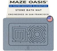 MAZE OASIS Stone Bath Mat [Engineered Airflow Maze] - Instantly Dry Diatomaceous Earth Bath Mats for Bathroom - Non Slip, Hygienic, Quick Drying Stone Shower Mat - Serenity Ash 23.6 x 15.3 in
