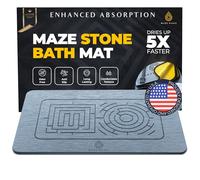 MAZE OASIS Stone Bath Mat [Engineered Airflow Maze] - Instantly Dry Diatomaceous Earth Bath Mats for Bathroom - Non Slip, Hygienic, Quick Drying Stone Shower Mat - Serenity Ash 23.6 x 15.3 in