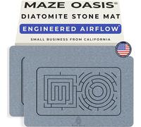 MAZE OASIS Stone Bath Mat Set (2 Pack) [Bath & Kitchen System] - Diatomaceous Earth Bathroom Mat & Stone Drying Mat for Kitchen Counter - Non Slip, Engraved Airflow - Serenity Ash