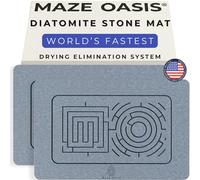 MAZE OASIS Stone Bath Mat Set (2 Pack) [Bath & Kitchen System] - Diatomaceous Earth Bathroom Mat & Stone Drying Mat for Kitchen Counter - Non Slip, Engraved Airflow - Serenity Ash