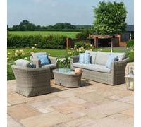 Maze Oxford Grey Rattan 3 Seater Oval Garden Sofa Set